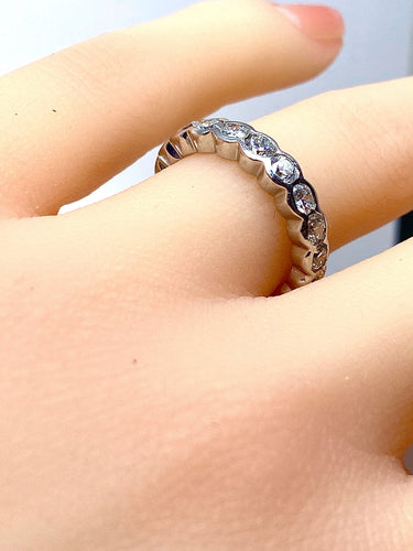 Bague 49 Demie alliance or blanc et diamants 58 Facettes AB635