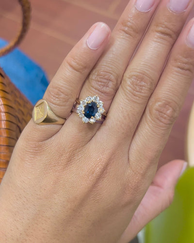 Bague 52 Bague Marguerite or jaune, saphir et diamants 58 Facettes