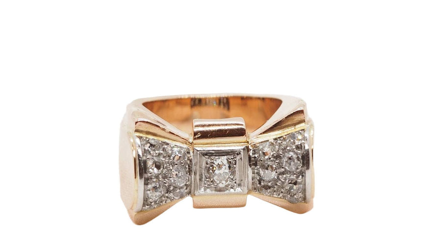 Bague 51.5 Bague années 50 en or rose, platine et diamants 58 Facettes 30362