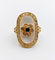 Bague 50.5 Bague marquise vintage or plaque de nacre, marguerite, émeraude et diamants 58 Facettes A03995