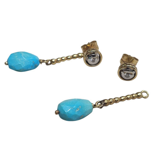 Boucles d'oreilles Boucles d'oreilles en turquoise et diamants, en or jaune 18 carats 58 Facettes PE144