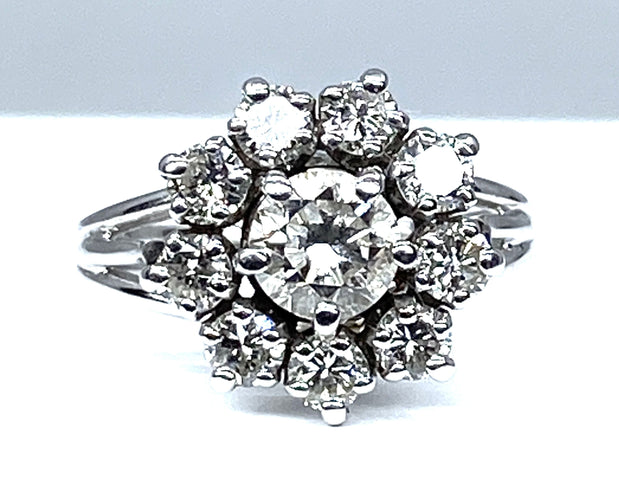 Bague 49.0 Bague marguerite en or blanc 18 carats en diamants 58 Facettes AB259