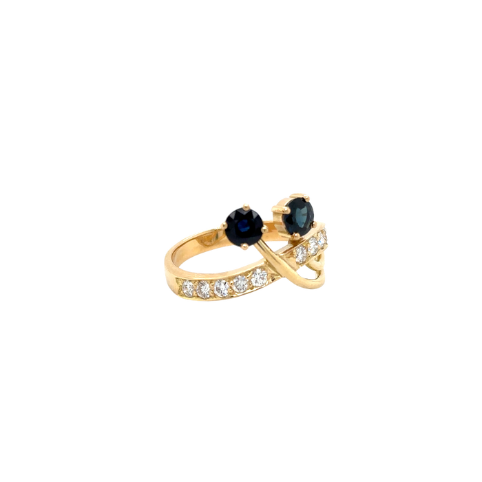 Yellow gold sapphire diamond ring