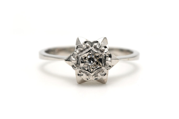 Bague 53 Bague Art Déco or blanc, diamant 58 Facettes B744