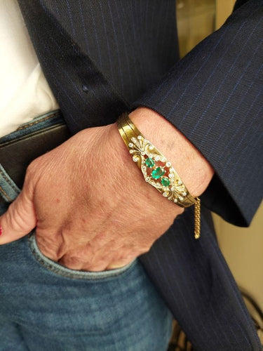 Bracelet BRACELET JONC ÉMERAUDES ET DIAMANTS 58 Facettes 096021