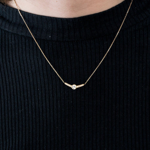 Collier Collier or rose diamant 58 Facettes