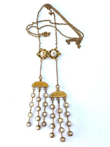 Collier Collier bayadère en or 18 carats et perles fines. Fin 19 ème. 58 Facettes