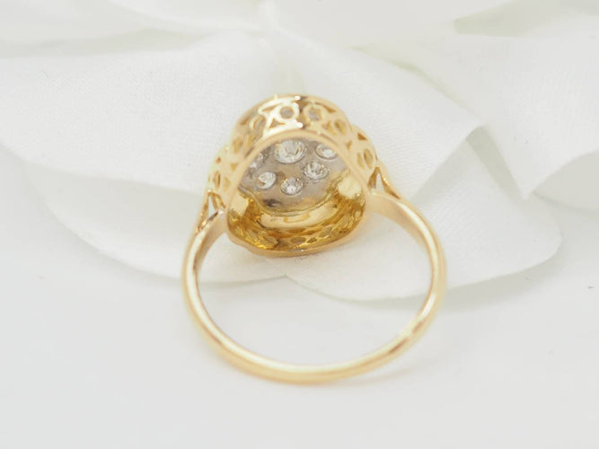 Bague 53 Bague vintage en or jaune et diamants 58 Facettes 33224