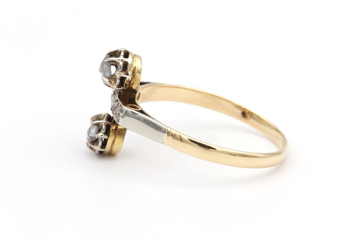 Bague 55 Bague Art Nouveau en or jaune et blanc sertie de diamants 58 Facettes 19198