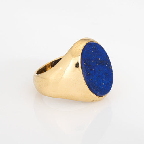Bague 52 CARTIER - Bague en or jaune des années 70 Larter & Sons Lapis Lazuli Signet 58 Facettes G13985