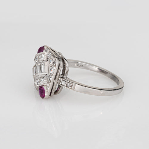 Bague 54.5 Bijoux vintage Art Déco en platine, diamants, rubis et carrés, années 1920 58 Facettes G14072