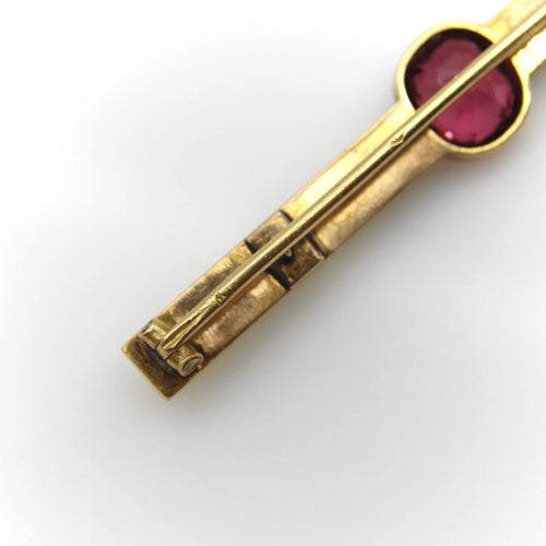 Broche Broche française en or avec tourmaline sertie chaton et diamants 58 Facettes