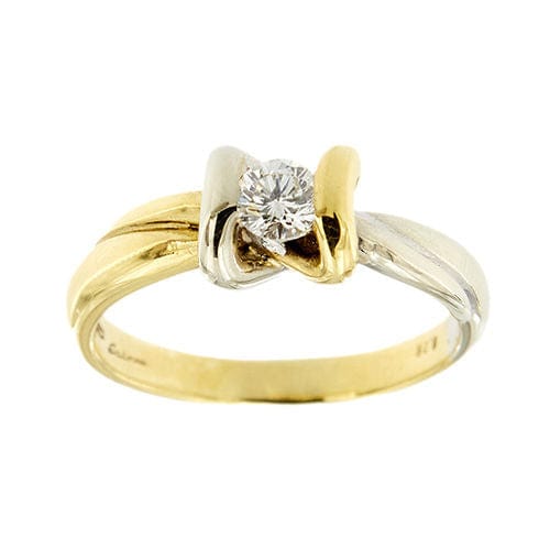 Bague 56 Bague solitaire deux ors avec diamant de 0,28 ct 58 Facettes 36725