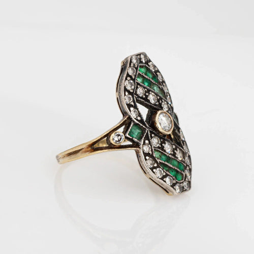 Bague Bague vintage diamants émeraudes 58 Facettes G13196