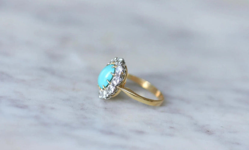 Bague Bague Marguerite Turquoise et Diamants 58 Facettes