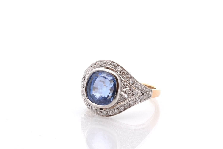 Bague 53 Bague saphir de 5,65cts et diamants 58 Facettes 26870-26640