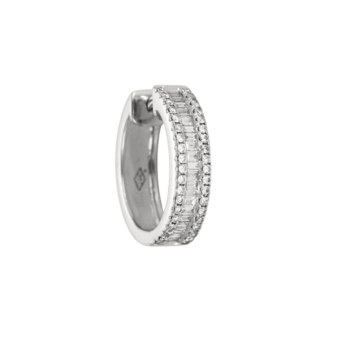 Boucles d'oreilles CRÉOLES OR BLANC ET DIAMANTS 58 Facettes BO/240057