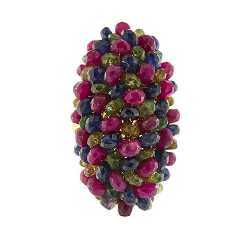 Bague 57 Bague avec rubis, saphirs et émeraudes 58 Facettes 34063