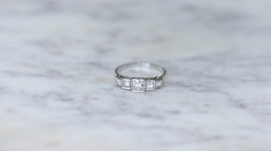 Bague 56 Bague Jarretière Art Déco Diamants 58 Facettes