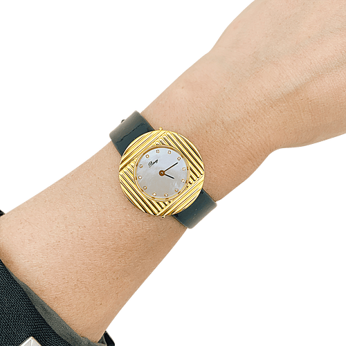 Montre Montre Poiray "Ma Seconde" acier, or, cuir, nacre, diamants. 58 Facettes 34313