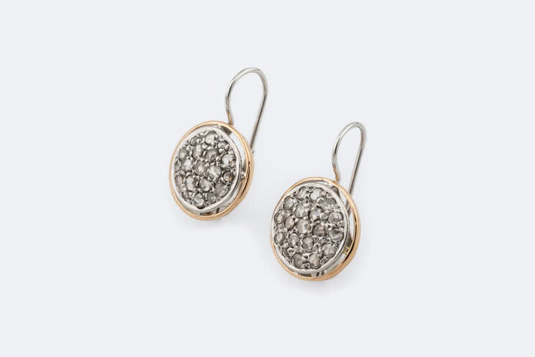 Boucles d'oreilles Oro Giallo Boucles d'oreilles en or blanc et or jaune serties de diamants 58 Facettes orc248