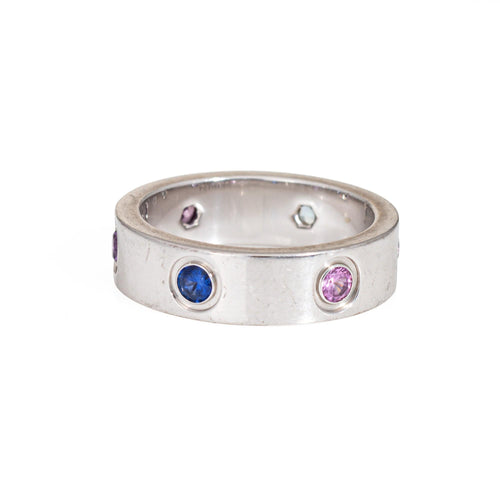 Bague 53 CARTIER - Bague LOVE Or blanc, saphir, spinelle, aigue-marine 58 Facettes G13929