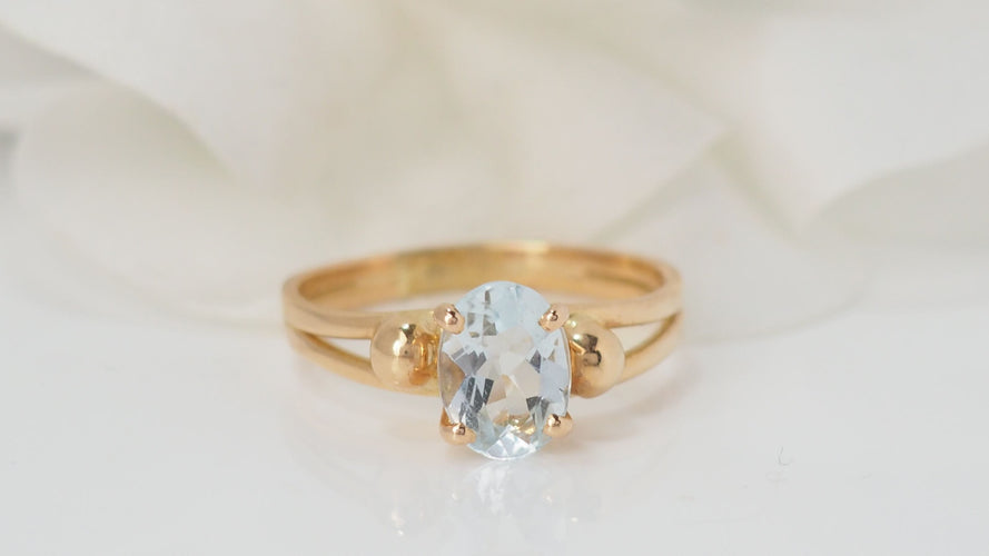 Bague 54 Bague vintage en Or jaune et aigue marine 58 Facettes 31667