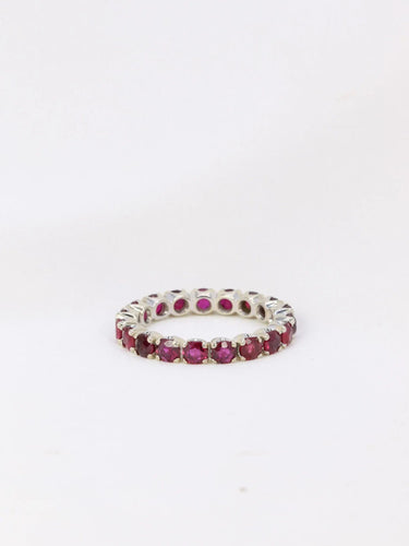 Bague Alliance américaine or blanc rubis 1,9 ct 58 Facettes J72