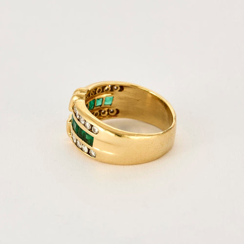 Bague 54 Bague or jaune et émeraudes 58 Facettes DIE1133