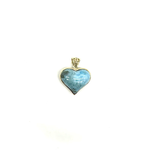 Hanger hart geelgoud en larimar 