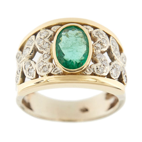 Bague 58 Bague ajourée émeraude et diamants 58 Facettes 36072