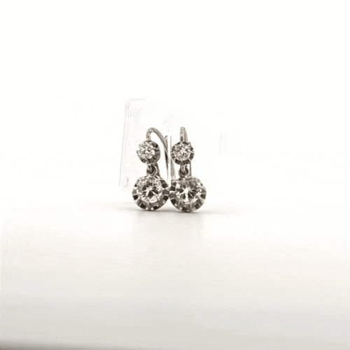 Boucles d'oreilles Dormeuses Or Blanc & Diamants 58 Facettes