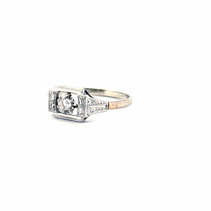 Bague 55 Solitaire Art Déco Or Blanc Diamant 58 Facettes 89-GS37175