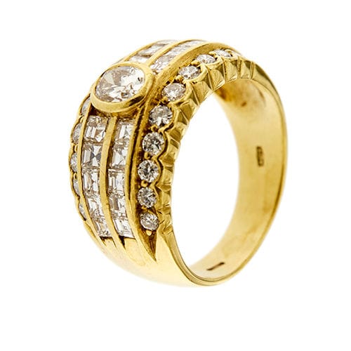 Bague 53 Bague or jaune diamants 58 Facettes 19743
