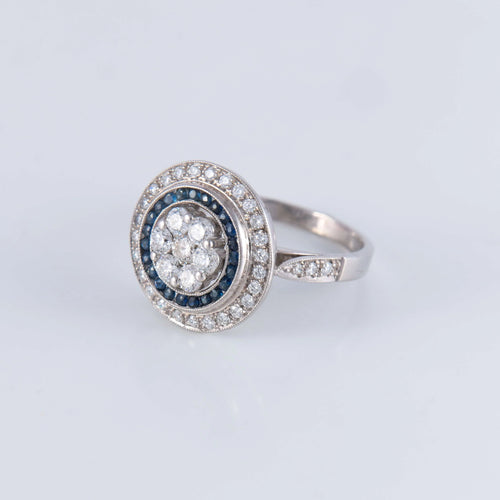 Bague 57 Bague Style Art Déco Diamants Saphirs 58 Facettes AB140