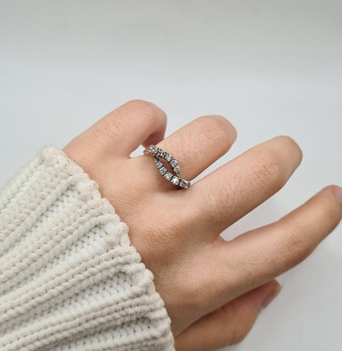 Bague 55.5 Bague or blanc sertie de diamants naturels 58 Facettes