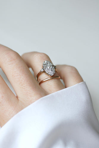 Bague 53 Bague Marquise Ancienne Diamants 1,30 Cts Or rose 58 Facettes