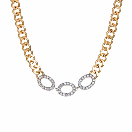 Collier vintage années 80 Diamant Curb Link Collier Choker 58 Facettes G13174