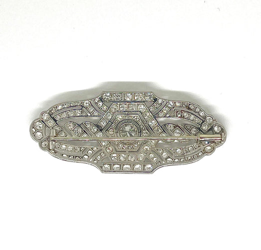 Broche Broche Art Deco platine et diamants 58 Facettes