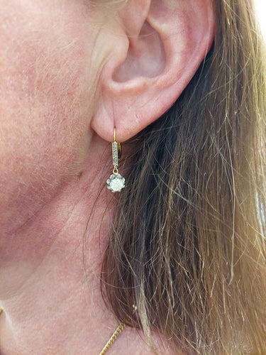 Boucles d'oreilles DORMEUSES DIAMANTS ART NOUVEAU 58 Facettes 087741