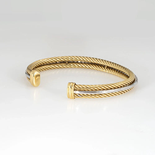 Bracelet Bracelet manchette en or jaune 18 carats serti de diamants, signé David Yurman 58 Facettes G13729