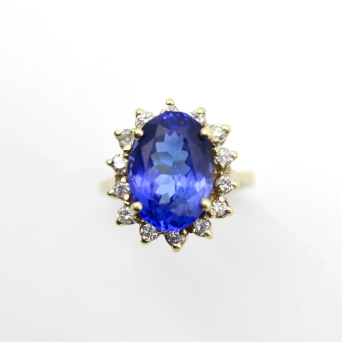 Bague 54 Bague en or tanzanite et halo de diamants par LeVian 58 Facettes