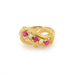 Bague 56 Bague Vintage Branchages Diamants Pierres Rouges Or Jaune 18 Carats 58 Facettes B374