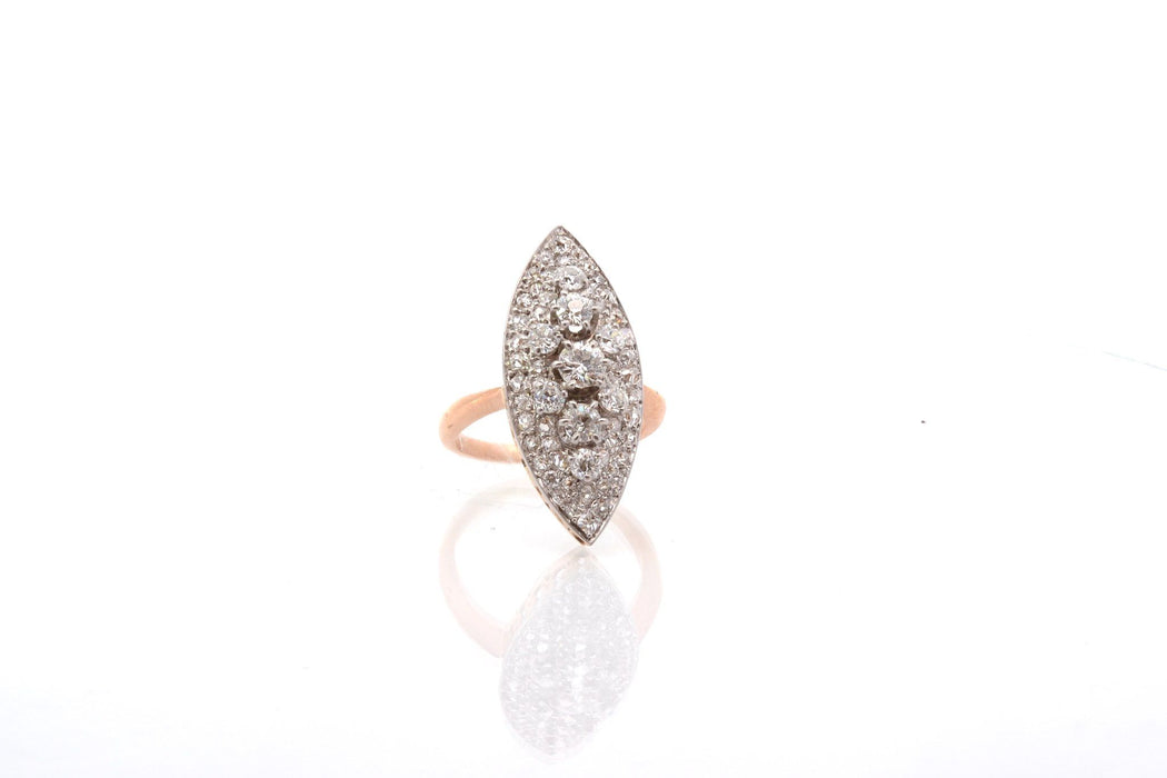 Vintage marquise diamond ring in yellow gold