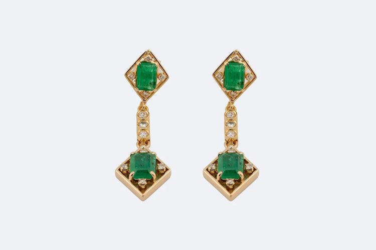 Pendentif Oro Giallo Pendenti in oro giallo con diamanti e smeraldi 58 Facettes ORC212