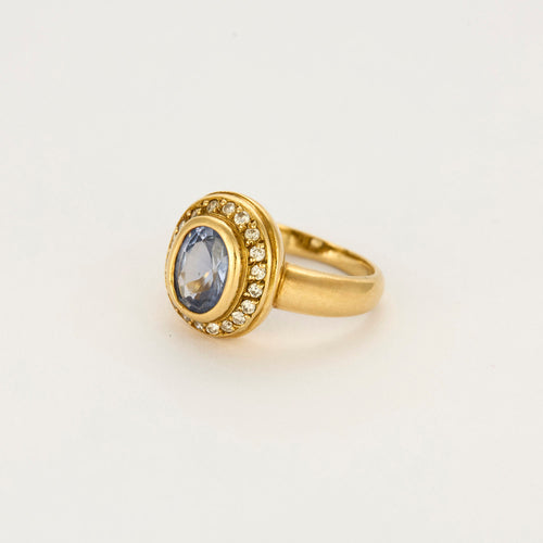 Armring i gult guld, safir og diamanter