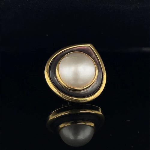 Boucles d'oreilles Marina B - Boucles d'oreilles Or Nacre Noire 58 Facettes