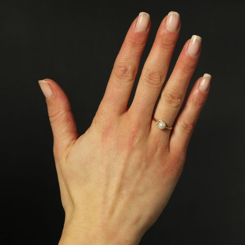 Bague 52 Bague solitaire or rose perle de culture 58 Facettes 17-304C