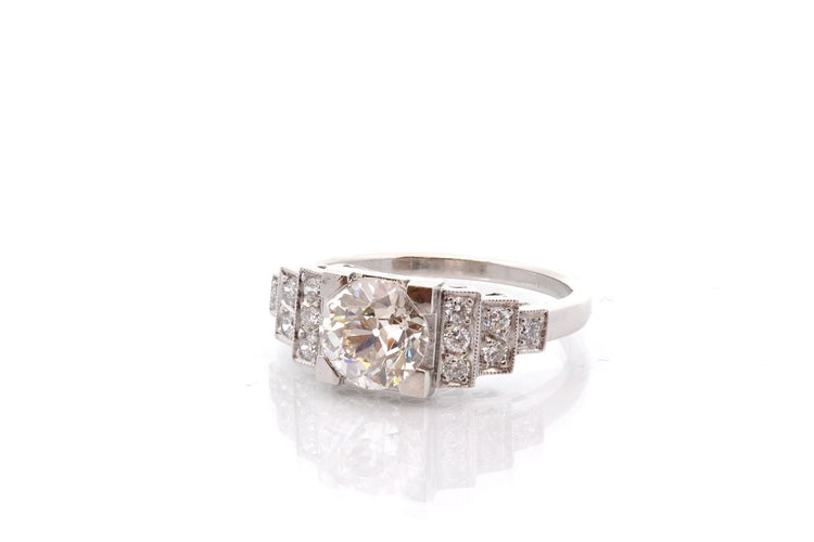Bague diamant de 1,48cts J/VS2 en platine 58 Facettes 27449-27284