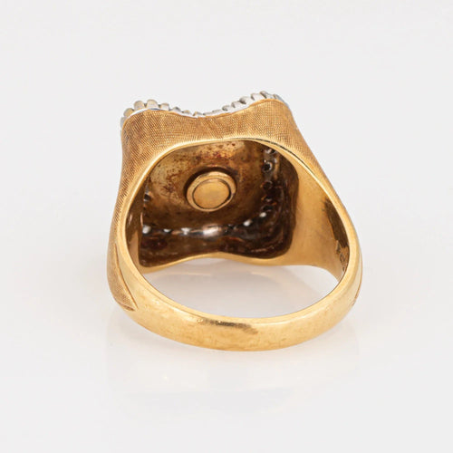 Bague 51 Bague carrée en or jaune, diamant et émail bleu royal 58 Facettes G13643